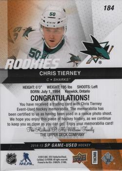 2014-15 SP Game Used - Gold Spectrum Materials Prime #184 Chris Tierney Back