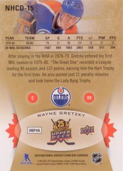 2015 Upper Deck National Hockey Card Day Canada #NHCD-15 Wayne Gretzky Back