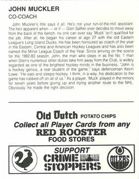 1986-87 Red Rooster Edmonton Oilers #NNO John Muckler  Back