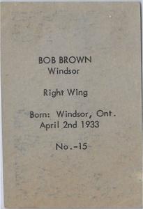 1952-53 Bedard & Donaldson (Anonymous) Juniors #15 Bob Brown Back