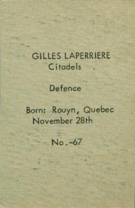 1952-53 Bedard & Donaldson (Anonymous) Juniors #67 Gilles Laperriere Back