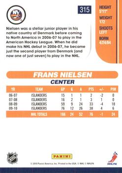 2010-11 Score - Glossy #315 Frans Nielsen  Back