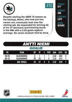 2010-11 Score - Glossy #410 Antti Niemi  Back