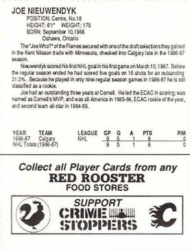 1987-88 Red Rooster Calgary Flames #NNO Joe Nieuwendyk Back