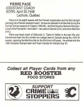 1987-88 Red Rooster Calgary Flames #NNO Pierre Page Back