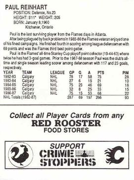 1987-88 Red Rooster Calgary Flames #NNO Paul Reinhart Back