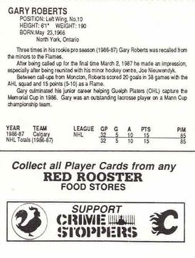 1987-88 Red Rooster Calgary Flames #NNO Gary Roberts Back