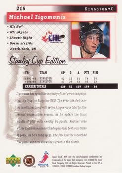 1999-00 Upper Deck MVP Stanley Cup Edition #215 Michael Zigomanis Back