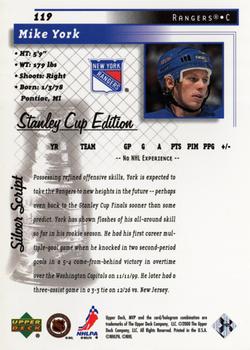 1999-00 Upper Deck MVP Stanley Cup Edition - Silver Script #119 Mike York Back
