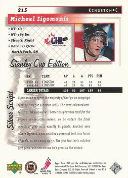 1999-00 Upper Deck MVP Stanley Cup Edition - Silver Script #215 Michael Zigomanis Back