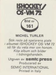 1972 Semic Ishockey OS-VM (Swedish) Stickers #161 Michel Turler Back