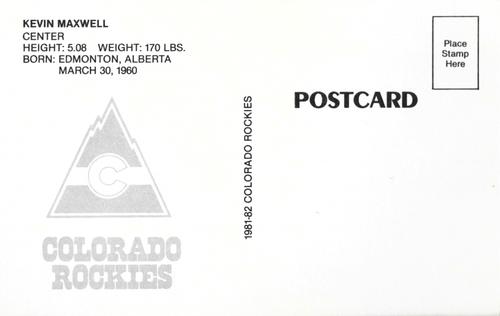 1981-82 Colorado Rockies Postcards #NNO Kevin Maxwell Back