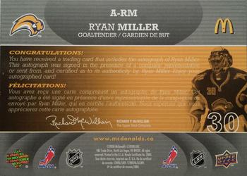 2008-09 Upper Deck McDonald's - Autographs #A-RM Ryan Miller  Back