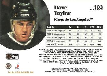 1991-92 Pro Set French #103 Dave Taylor Back