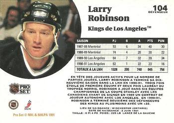 1991-92 Pro Set French #104 Larry Robinson Back