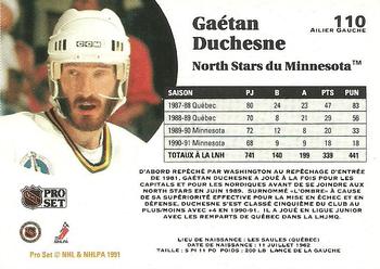 1991-92 Pro Set French #110 Gaetan Duchesne Back