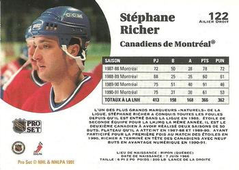 1991-92 Pro Set French #122 Stephane Richer Back