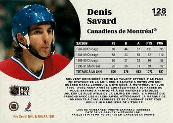 1991-92 Pro Set French #128 Denis Savard Back