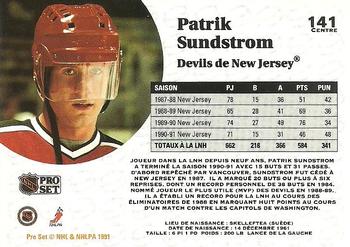 1991-92 Pro Set French #141 Patrik Sundstrom Back