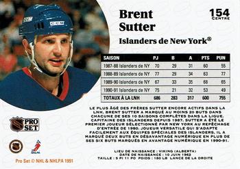 1991-92 Pro Set French #154 Brent Sutter Back