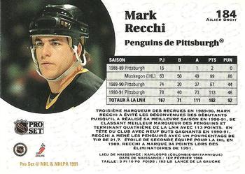 1991-92 Pro Set French #184 Mark Recchi Back