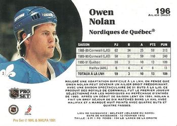 1991-92 Pro Set French #196 Owen Nolan Back