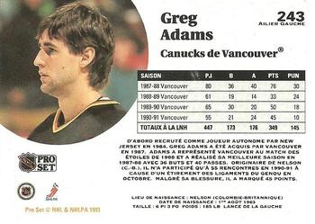1991-92 Pro Set French #243 Greg Adams Back