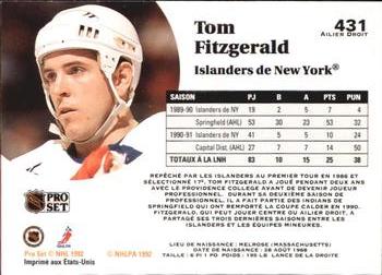 1991-92 Pro Set French #431 Tom Fitzgerald Back