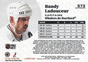 1991-92 Pro Set French #573 Randy Ladouceur Back