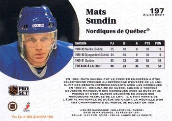 1991-92 Pro Set French #197 Mats Sundin Back