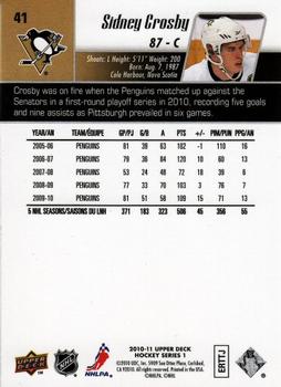 2010-11 Upper Deck #41 Sidney Crosby  Back
