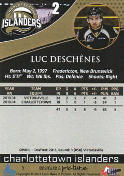 2014-15 Charlottetown Islanders (QMJHL) #3 Luc Deschenes Back