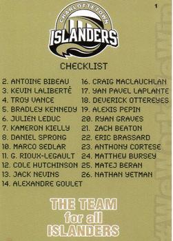 2013-14 Charlottetown Islanders (QMJHL) #1 Checklist Front