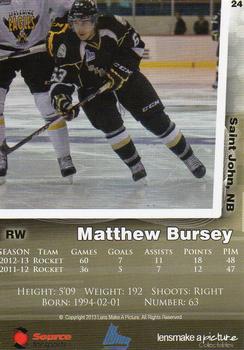 2013-14 Charlottetown Islanders (QMJHL) #24 Matthew Bursey Back