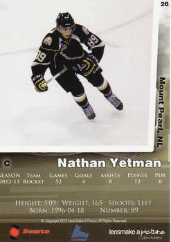 2013-14 Charlottetown Islanders (QMJHL) #26 Nathan Yetman Back