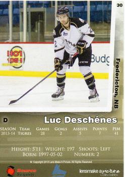 2013-14 Charlottetown Islanders (QMJHL) #30 Luc Deschenes Back