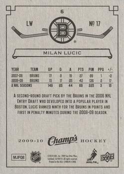 2009-10 Upper Deck Champ's - Green #6 Milan Lucic Back