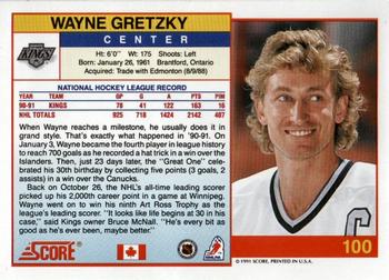 1991-92 Score Canadian English #100 Wayne Gretzky Back