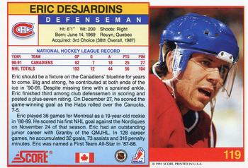 1991-92 Score Canadian English #119 Eric Desjardins Back