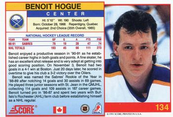 1991-92 Score Canadian English #134 Benoit Hogue Back
