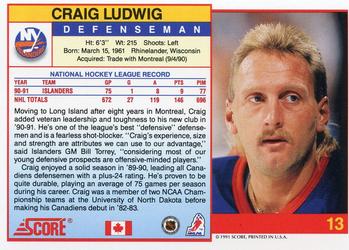 1991-92 Score Canadian English #13 Craig Ludwig Back