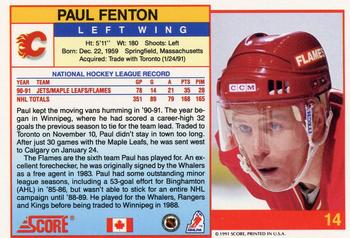 1991-92 Score Canadian English #14 Paul Fenton Back