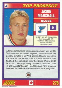 1991-92 Score Canadian English #278 Jason Marshall Back