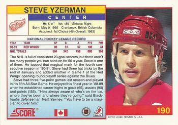 1991-92 Score Canadian English #190 Steve Yzerman Back