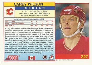 1991-92 Score Canadian English #227 Carey Wilson Back