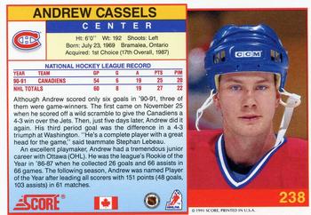 1991-92 Score Canadian English #238 Andrew Cassels Back