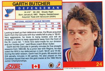 1991-92 Score Canadian English #24 Garth Butcher Back