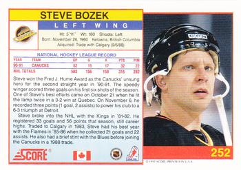 1991-92 Score Canadian English #252 Steve Bozek Back