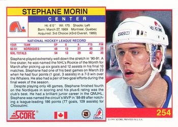 1991-92 Score Canadian English #254 Stephane Morin Back