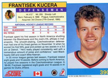 1991-92 Score Canadian English #390 Frantisek Kucera Back